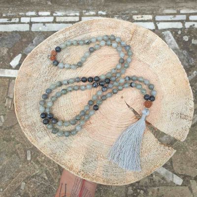 japa mala náhrdelník, minerální mala, buddhismus, joga, meditační, ručně vyráběné šperky, náramky, náhrdelníky, labradorit